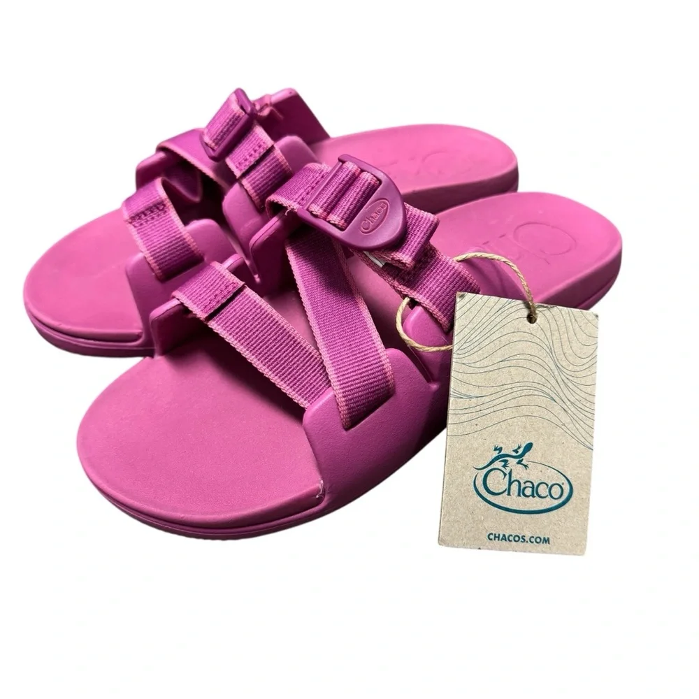 NEW Chaco Chillos Slides Kids Buckle Sandals Outskirt Fuchsia Pink 5 NWT